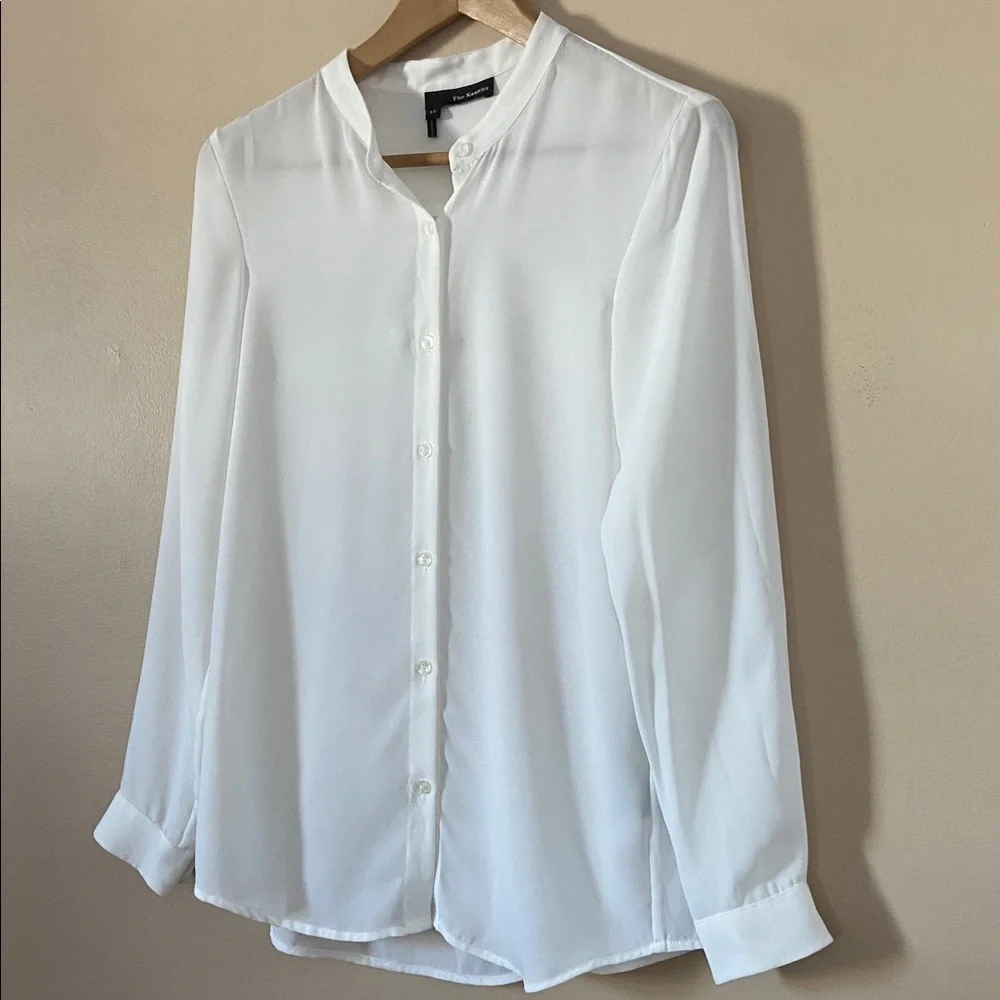The Kooples White Semi-Sheer Button Front White XS